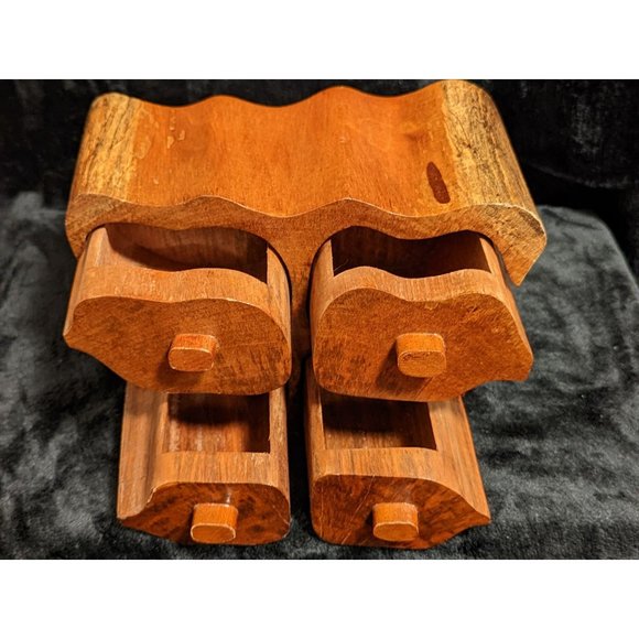 Handcrafted Wooden Mahogany Jewelry Trinket Box Barbados Williams Legacy - Picture 3 of 10